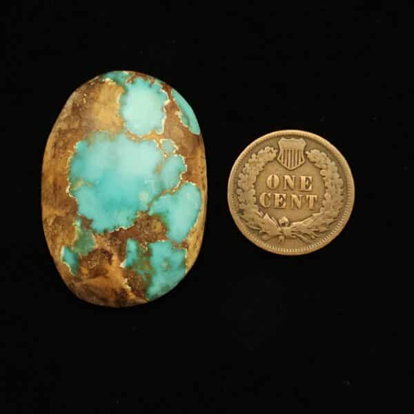 "Large Unbacked Blue and Green Oval Royston Turquoise Cabochon with Golden Brown Matrix from Grasshopper Mine on TurquoiseDeluxe.com"