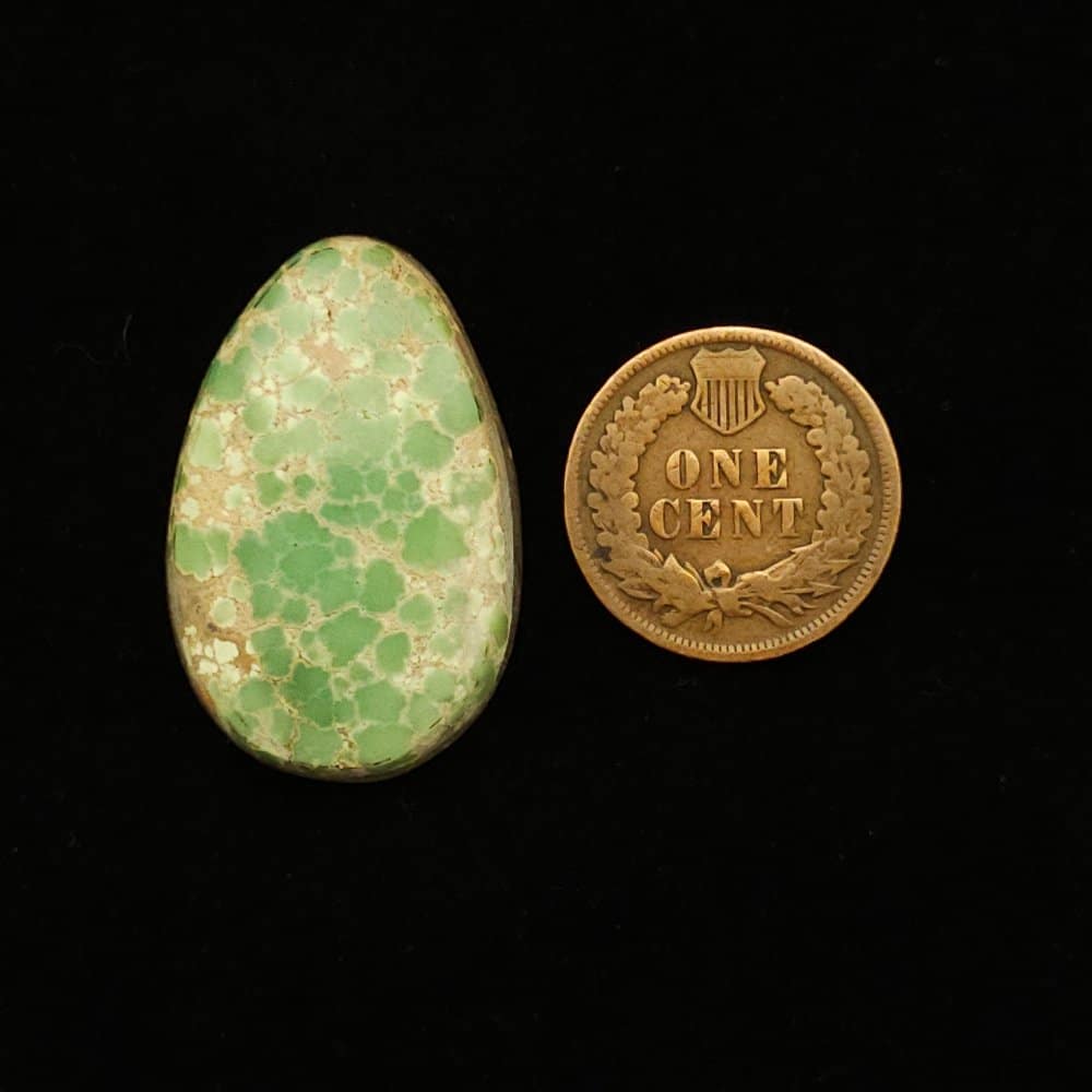 "Sea Foam Green Grasshopper Mine Turquoise Cabochon with Teardrop Shape, 25.70 Carats, 30.92mm x 19.89mm, Completely Untreated, from Grasshopper Mine on Turquoise Deluxe"