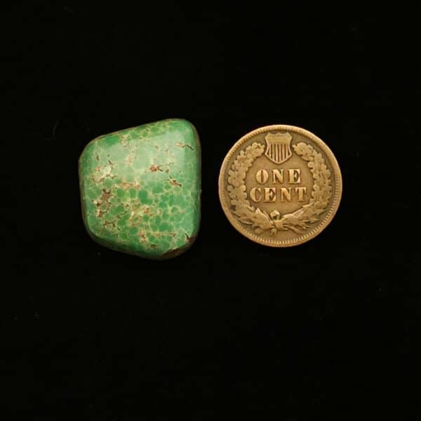 "Hunter Green Grasshopper Mine Turquoise Cabochon with Specks of Brown Matrix, 20.75 Carats, 21.74mm x 18.72mm, Completely Untreated, from Grasshopper Mine on Turquoise Deluxe"