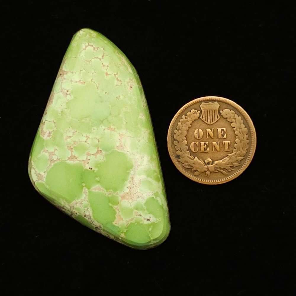 "Minty Green Pastel Grasshopper Mine Turquoise Cabochon with Light Brown Creamy Matrix, 62.50 Carats, 49.24mm x 28.15mm, Completely Untreated, from Grasshopper Mine on Turquoise Deluxe"