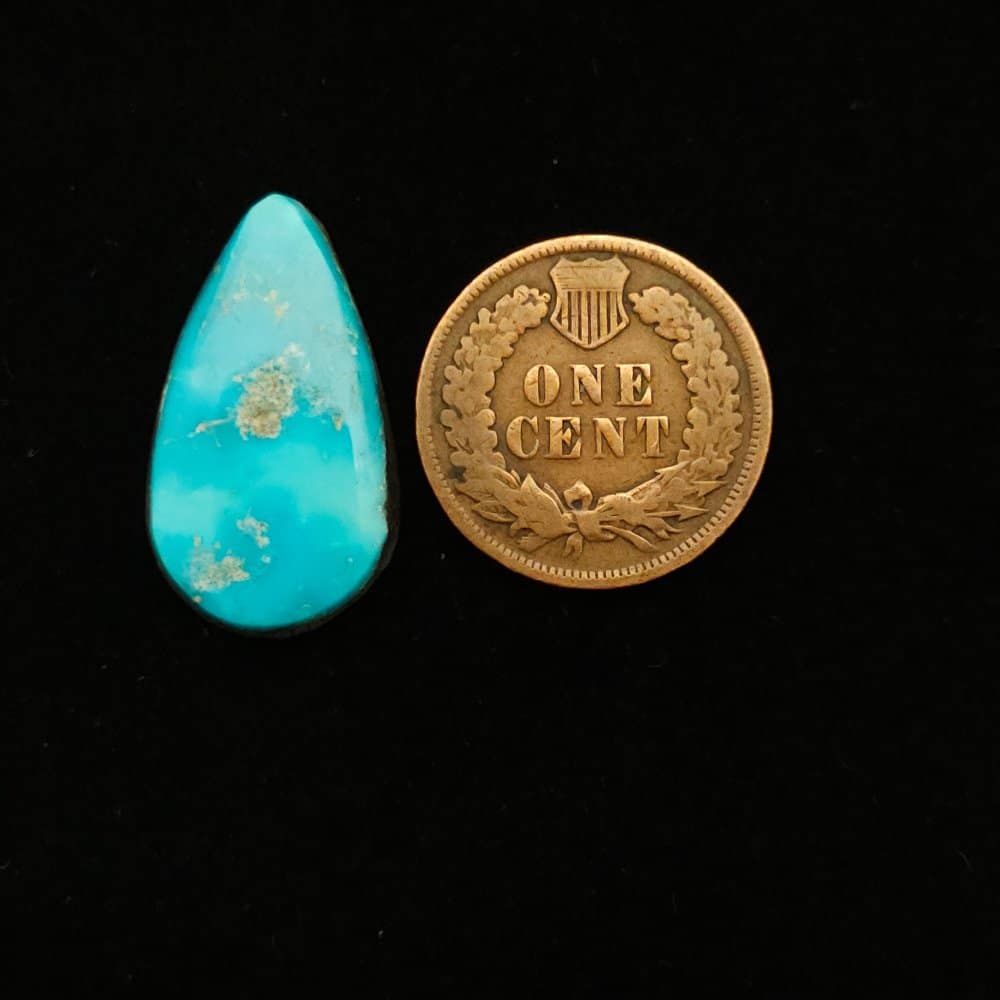 "Electric Blue Blue Gem Mine Turquoise Cabochon with White Matrix, 6.85 Carats, 23.41mm x 13.64mm, Completely Untreated, from Blue Gem Mine on Turquoise Deluxe"