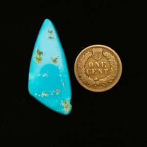 "Electric Blue Blue Gem Mine Turquoise Cabochon with White and Dark Brown Matrix, 19.35 Carats, 38.46mm x 17.29mm, Completely Untreated, from Blue Gem Mine on Turquoise Deluxe"