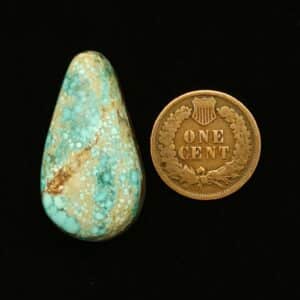 "Light Blue Number 8 Mine Turquoise Cabochon with Gold Matrix, 27.55 Carats, 32.90mm x 17.82mm, Completely Untreated, from Number 8 Mine on Turquoise Deluxe"