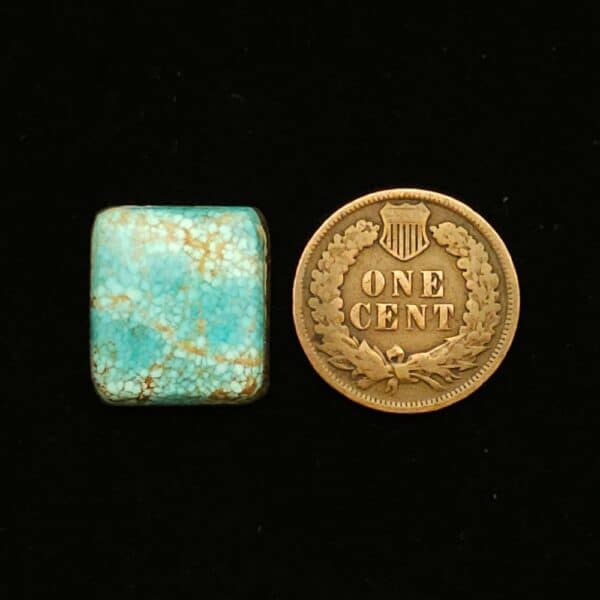 "Sky Blue Number 8 Mine Turquoise Cabochon with Golden Spider Web Matrix, 10.65 Carats, 16.88mm x 15.14mm, Completely Untreated, from Number 8 Mine on Turquoise Deluxe"