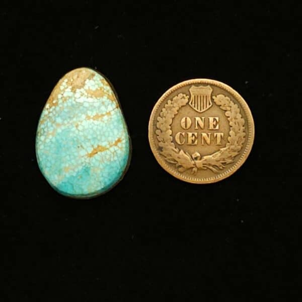 "Light Blue Number 8 Mine Turquoise Cabochon with Golden Matrix, 13.55 Carats, 23.58mm x 16.82mm, Completely Untreated, from Number 8 Mine on Turquoise Deluxe"