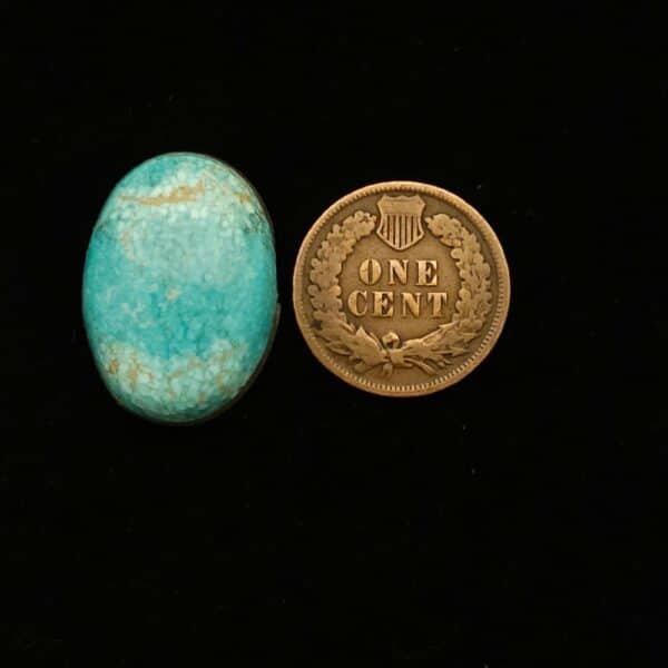 "Sky Blue Number 8 Mine Turquoise Cabochon with Golden Matrix and White Dappling, 17.30 Carats, 23.55mm x 16.67mm, Completely Untreated, from Number 8 Mine on Turquoise Deluxe"