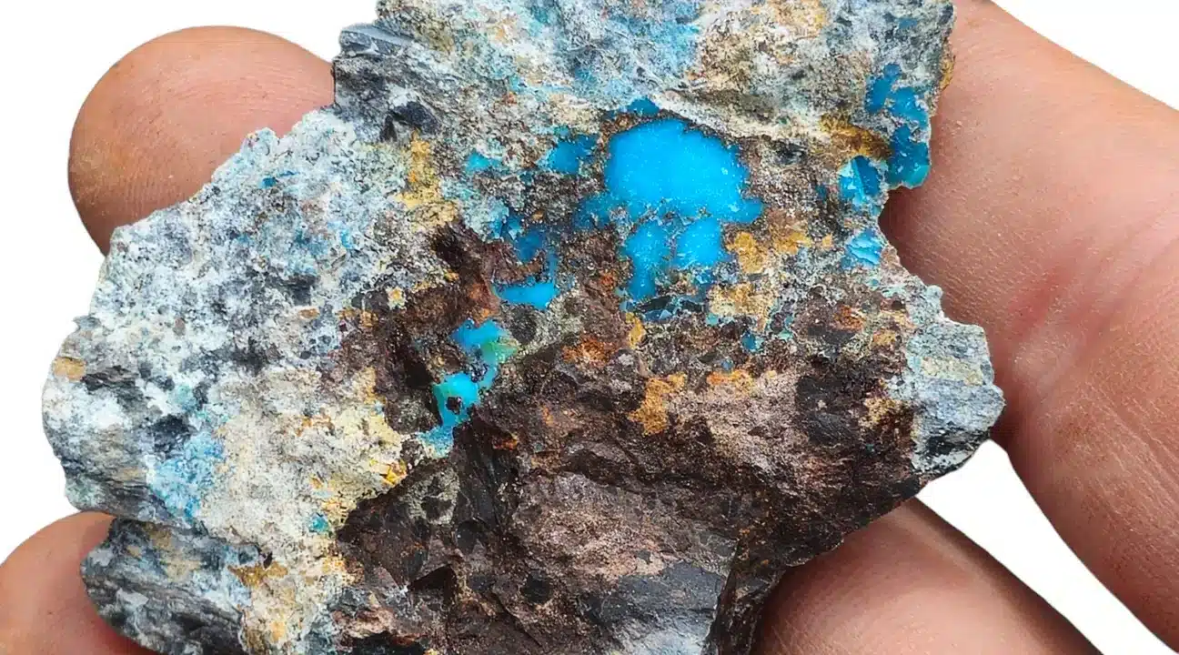 "An exquisite piece of Thunder Mountain turquoise rough, known for its rarity and exceptional quality. Owned by Shreve R. Saville. Featured on TurquoiseDeluxe.com."