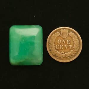 "Grass Green Rectangle Chrysoprase Cabochon from Marburg, Australia, Measuring 21.45mm x 17.83mm, 20.75 Carats, Untreated and Natural"