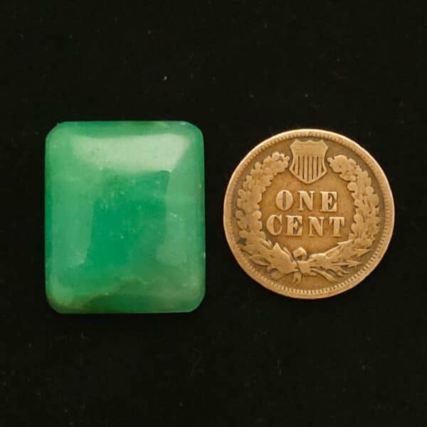 "Grass Green Rectangle Chrysoprase Cabochon from Marburg, Australia, Measuring 21.45mm x 17.83mm, 20.75 Carats, Untreated and Natural"