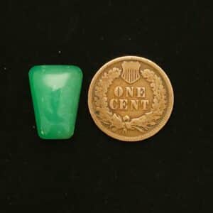 "Apple Green Tapering Rectangle Chrysoprase Cabochon from Marburg, Australia, Measuring 16.13mm x 11.85mm at Widest Point, 9.40 Carats, Untreated and Natural"